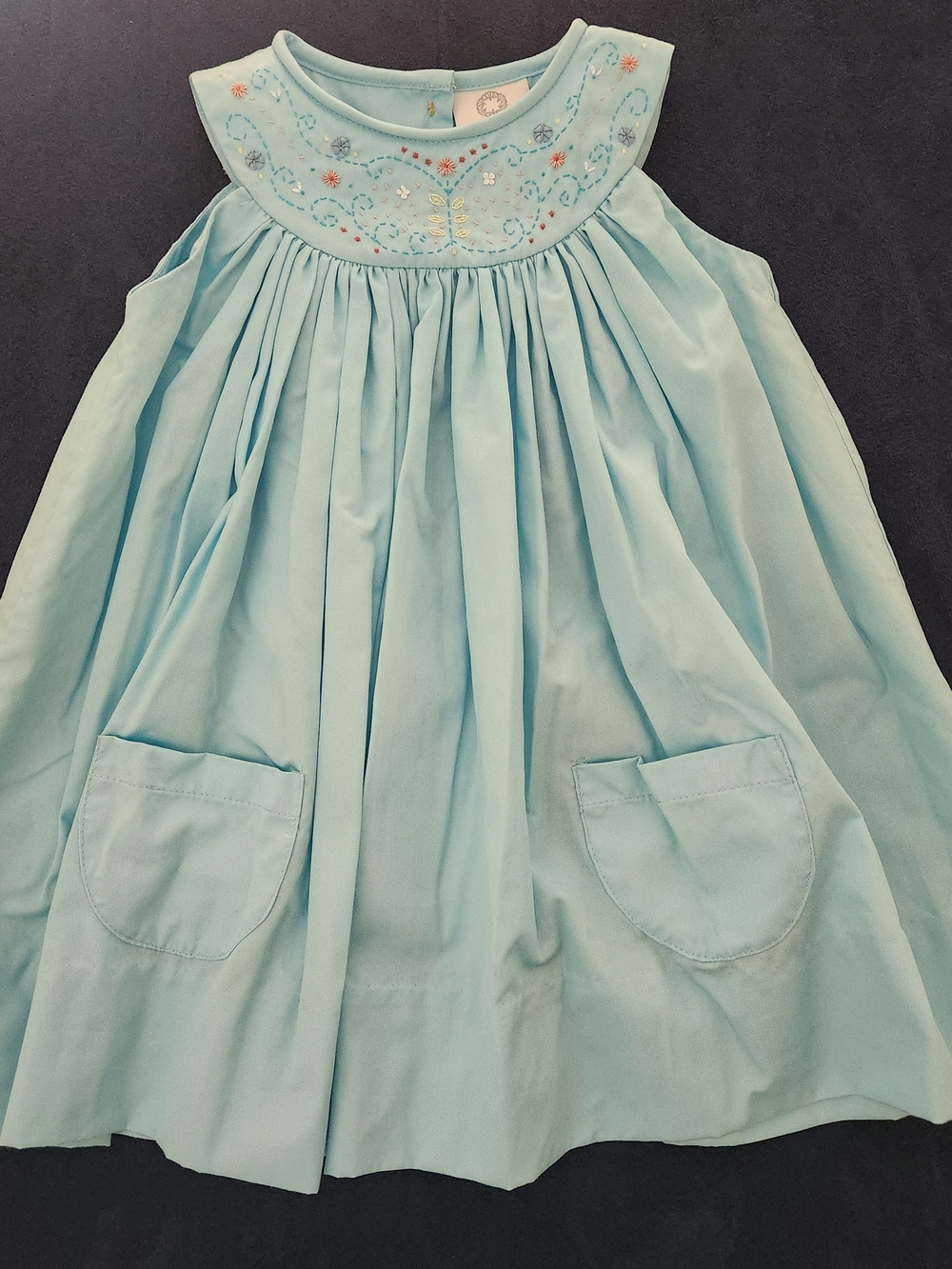 The Proper Peony Light Blue Dress With Floral Embroidery Toddler Girls Size 3T